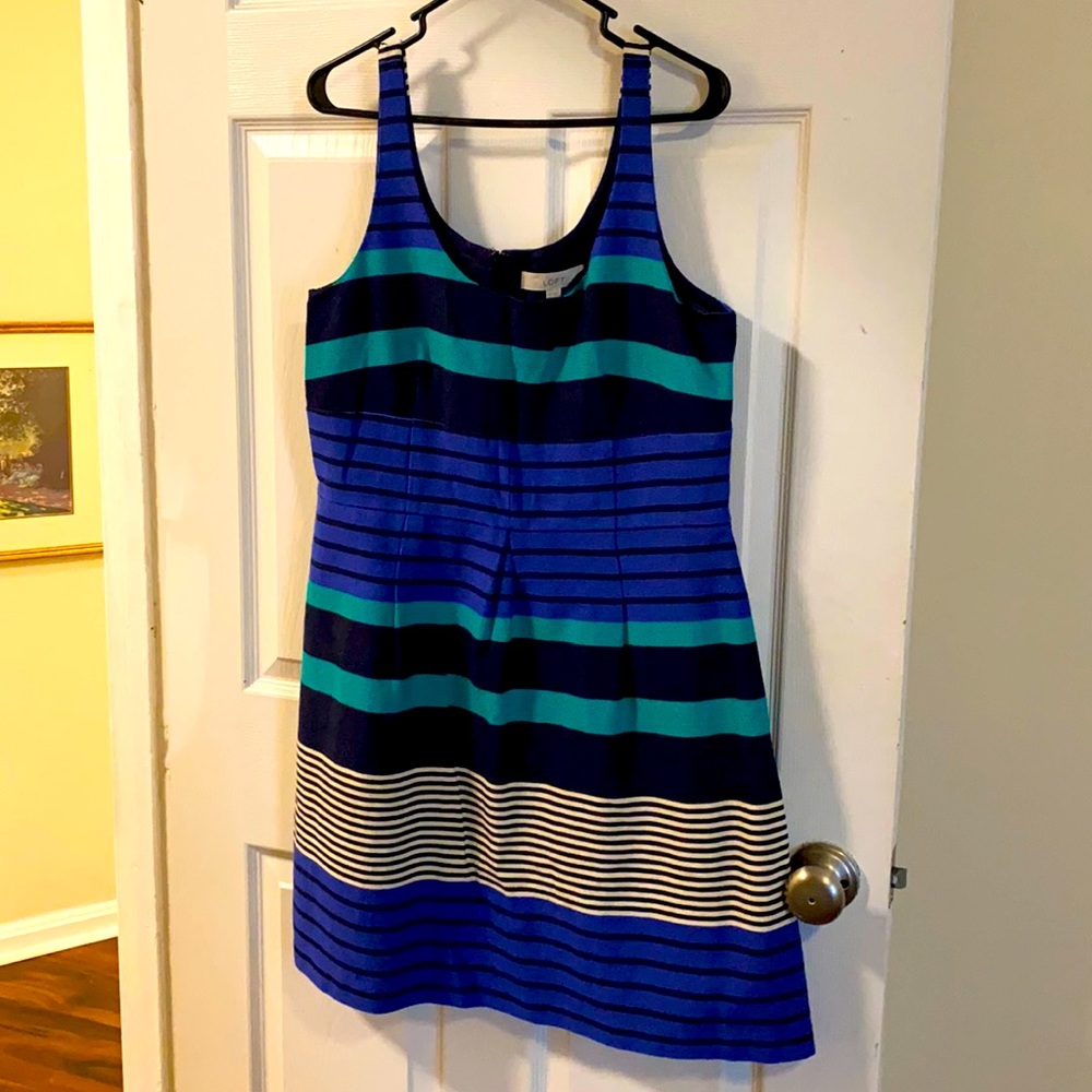 LOFT Blue Striped Sundress